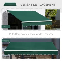Outsunny 4x2.5m Manual Awning Window Door Sun Weather Shade w/ Handle Green(m-5)