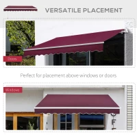 Outsunny Manual Retractable Awning, 3x2.5 m-Red(m-6)