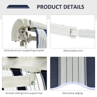 Outsunny Manual Retractable Awning, 3.5x2.5 m-Dark Blue/White Stripes(m-7)