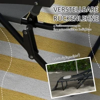 Outsunny Tuinstoel Ligstoel, opvouwbaar, weerbestendig, 194 cm x 72 cm x 89 cm, Zwart + Donkergrijs(m-6)