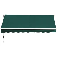 Outsunny Manual Retractable Awning, 3.5x2.5 m-Green(m-11)