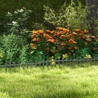 Outsunny 4PCs Wooden Garden Fencing Landscape Edging, Grey(m-2)