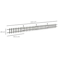 Outsunny 4PCs Wooden Garden Fencing Landscape Edging, Grey(m-3)