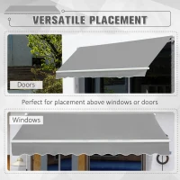 Outsunny Awning Canopy Manual Retractable Porch Sun Shade Shelter 3 x 2m Light Grey(m-5)