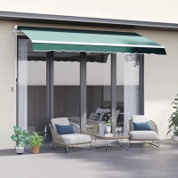 Outsunny Manual Retractable Awning, 2.5x2 m-Dark Green(m-2)