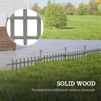 Outsunny 4PCs Wooden Garden Fencing Landscape Edging, Grey(m-7)