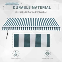 Outsunny Manual Retractable Awning, size (4m x3m)-Green/White Stripes(m-4)