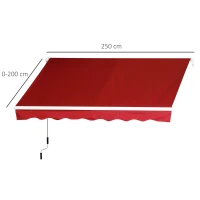 Outsunny Manual Retractable Patio Awning Shelter UV Protection, 2.5mx2m(m-3)