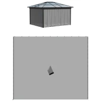 Outsunny Vervangingsgordijn voor paviljoen, set van 4, voor 3x3m paviljoens, 302x205cm, lichtgrijs(m-1)