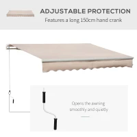 Outsunny 4x2.5m Manual Awning Window Door Sun Weather Shade w/ Handle Beige(m-4)