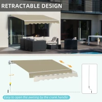 Outsunny 2.5x2 m Manual Retractable Awning-Beige Canopy/White Frame(m-7)