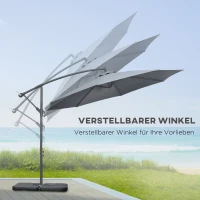 Outsunny Ampelscherm Parasol Tuinscherm, inclusief kruisvoet, weerbestendig, 292 cm x 292 cm x 247 cm, Grijs(m-5)
