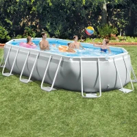 INTEX 26796NP - Piscina Prisma Ovale 503X274X122 Cm Con Pompa Filtro, Scaletta Doppia, Telo Base, Copertura(m-4)