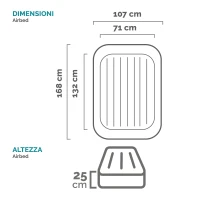 INTEX 66810NP - Materasso Baby Casa E Viaggio Cm 107X168X25  Con Pompa Manuale(m-9)