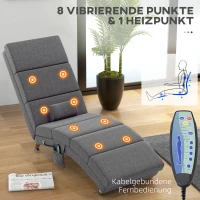 HOMCOM Massagestoel Relaxstoel Ligstoel 8 vibratiepunten, 5 modi, 8 vibratiepunten, 56 x 168 x 84 cm, Grijs(m-4)