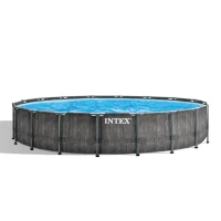 INTEX 26744NP - Piscina Prism Greywood 549X122 Cm Pompa Filtro, Scaletta, Telo Base, Telo Copertura(m-1)