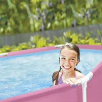 INTEX 28292NP - Piscina Metal Frame Rosa 244X76Cm Con Pompa Filtro Da 1.250 L/H(m-6)