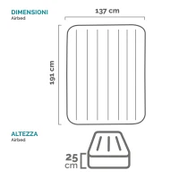 Intex 64148ND - Materasso Gonfiabile Piazza e Mezza Dura-Beam Pillow Rest Autogonfiante, 137x191x25 cm(m-8)