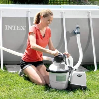 INTEX 26680 - Pompa A Sabbia Combo Con Sistema E,C,O, Per Piscine Fino A 56,800 L, - Flusso D'Acqua: 10,0 M3/H, Flusso Di Sistema: 8,0 M3/H(m-3)