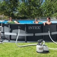 INTEX 26334NP - Piscina Ultra Xtr Frame 610X122 Cm Pompa A Sabbia, Scaletta Doppia, Telo Base, Copertura(m-3)