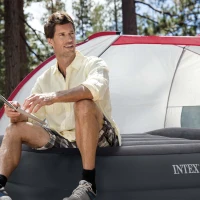 INTEX 64124ND - Materasso Dura-Beam Pillow Rest Matrimoniale Con Tecnologia Fiber Tech, Pompa Elettrica Incorporata 152X203X42 Cm(m-12)