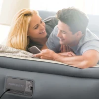 INTEX 64926ND - Materasso Elevated Premiere Matrimoniale Con Tecnologia Fiber Tech, Nuova Pompa Elettrica Incorporata Con Pannello Dati E Porta Usb Cm 152X203X46(m-7)