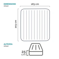 Intex 64144 - Materasso Gonfiabile Matrimoniale King Dura-Beam Pillow Rest Classic, 183x203x25 cm(m-8)