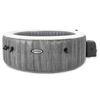 INTEX 28442EX - Pure Spa Greywood Deluxe 216X71Cm 6 Posti Con Pompa, Riscaldatore, Sistema Purificazione Acqua, 2 Poggia Testa, Luce Led Multi Color(m-1)
