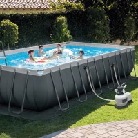 INTEX 26364NP - Piscina Ultra Xtr Frame Rettangolare 732X366X132 Cm, Pompa A Sabbia, Scaletta Doppia, Telo Base, Copertura(m-3)