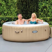 INTEX 28476EX - Pure Spa Bubble Massage 196X71Cm 4 Posti Con Pompa, Riscaldatore, Sistema Purificazione Acqua, Telo Di Copertura Totale(m-4)