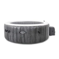 INTEX 28440EX - Pure Spa Greywood Deluxe 196X71Cm 4 Posti Con Pompa, Riscaldatore, Sistema Purificazione Acqua, 2 Poggia Testa, Luce Led Multi Color(m-1)