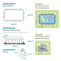 INTEX 26378NP - Piscina Ultra Xtr Frame Rettangolare 975X488X132 Cm, Pompa A Sabbia Combo, Scaletta Doppia, Telo Base, Copertura, Kit Di Pulizia Deluxe E Set Volley(m-11)