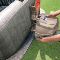 INTEX 28472EX - Chevron Jet And Bubble Deluxe Cm 239X71 6 Posti Quadrata Con Pompa, Sistema Di Purificazione Acqua, Wif70 Getti, Telo Base, Telo Copertura(m-8)