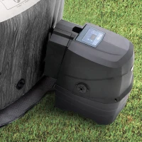 INTEX 28440EX - Pure Spa Greywood Deluxe 196X71Cm 4 Posti Con Pompa, Riscaldatore, Sistema Purificazione Acqua, 2 Poggia Testa, Luce Led Multi Color(m-10)