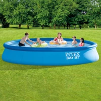 INTEX 26166NP - Piscina Easy 457X107 Cm, Pompa Filtro, Scaletta Doppia, Telo Base, Copertura(m-2)