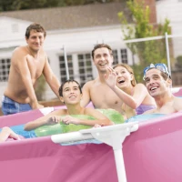 INTEX 28292NP - Piscina Metal Frame Rosa 244X76Cm Con Pompa Filtro Da 1.250 L/H(m-3)