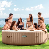 INTEX 28412EX - Simple Spa Plus Bubble Massage Set 236X71Cm 8 Posti Con Pompa, Riscaldatore, Sistema Di Purificazione Acqua, 100 Getti, Telo Base, Telo Copertura, Dispenser Di Cloro(m-3)