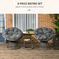 Outsunny Three-Piece Rattan Garden Moon Chair Set - Grey(m-4)