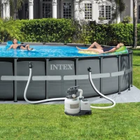 INTEX 26340NP - Piscina Ultra Xtr Frame 732X132 Cm Pompa A Sabbia, Scaletta Doppia, Telo Base, Copertura(m-4)