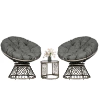 Outsunny Three-Piece Rattan Garden Moon Chair Set - Grey(m-11)