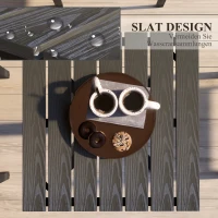 Outsunny Terrastafel, voor 4 personen, houtlook, aluminium frame, 70 x 70 x 76 cm, Grijs(m-5)