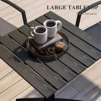 Outsunny Terrastafel, voor 4 personen, houtlook, aluminium frame, 70 x 70 x 76 cm, Grijs(m-4)