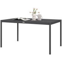 Outsunny Tuintafel Buitentafel, weerbestendig, Aluminium, 145 x 90 x 74 cm, Donkergrijs