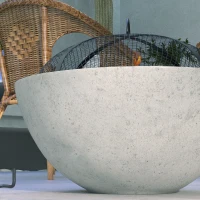 Outsunny Palenisko 2 w 1 z optyką betonu, funkcja grilla, nierdzewna rama metalowa, Ø61 x 43W cm, szary(m-7)