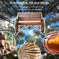 Outsunny Tuin Schommelbank, 2-Persoons Schommel, met Wielvormige Armleuningen, voor Balkon, Tuin, Terras, Geïmpregneerd Hout(m-5)