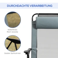 Outsunny 2-delige set inklapbare ligstoelen, weerbestendig, 5-voudig verstelbare rugleuning, metalen frame, grijs(m-6)