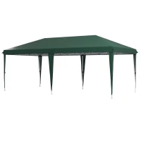 Outsunny Tenda para Festas 6x3 m com Altura Ajustável em 3 Níveis Bolsa de Transporte Estrutura de Aço Anti-UV Verde(m-11)