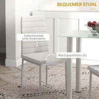 HOMCOM 5-delige Eetkamerset met Eettafel en 4 Stoelen, Modern Design, Glazen Tafel, Wit(m-5)