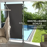 Outsunny Wolnostojąca Markiza, Długość Regulowana, Montaż bez Wiercenia, Rama z Aluminium, 1,2 x 2,2-3,1 m, Ciemnoszary(m-5)