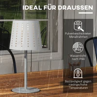 Outsunny Lampa stołowa lampa nocna, zegar czasowy, bezprzewodowa, łańcuszek ze złotem, 14 cm x 14 cm x 30 cm, Biała(m-6)